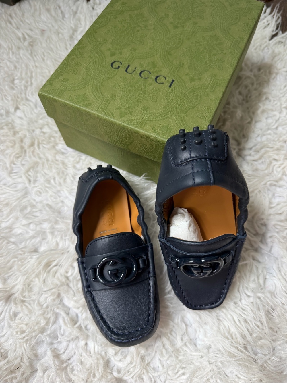 Gucci Toddler Leather Driving Loafers